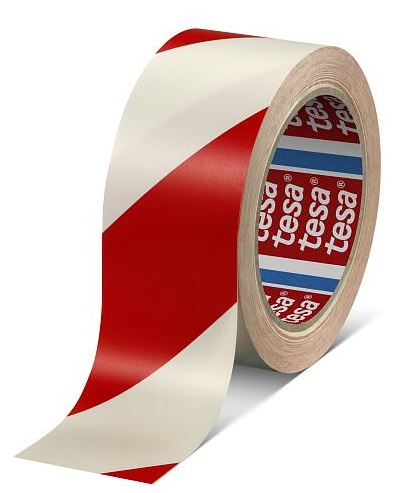 Ruban de marquage au sol Rouge/Blanc, Tesa 33m*50mm